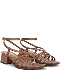 Sam Edelman Fletcher Braided Raffia Ankle Strap Block Heel Sandals