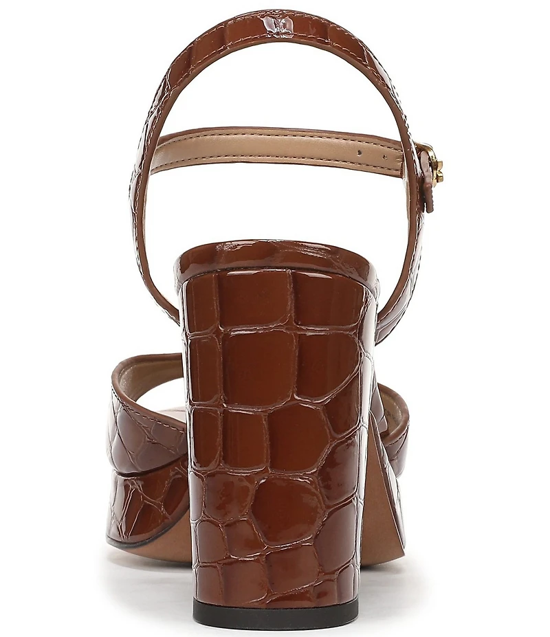 Sam Edelman Fleur Crocodile Embossed Patent Leather Ankle Strap Platform Dress Sandals