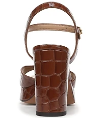 Sam Edelman Fleur Crocodile Embossed Patent Leather Ankle Strap Platform Dress Sandals