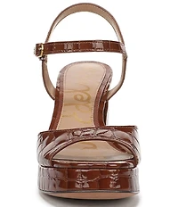 Sam Edelman Fleur Crocodile Embossed Patent Leather Ankle Strap Platform Dress Sandals