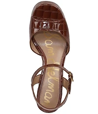 Sam Edelman Fleur Crocodile Embossed Patent Leather Ankle Strap Platform Dress Sandals