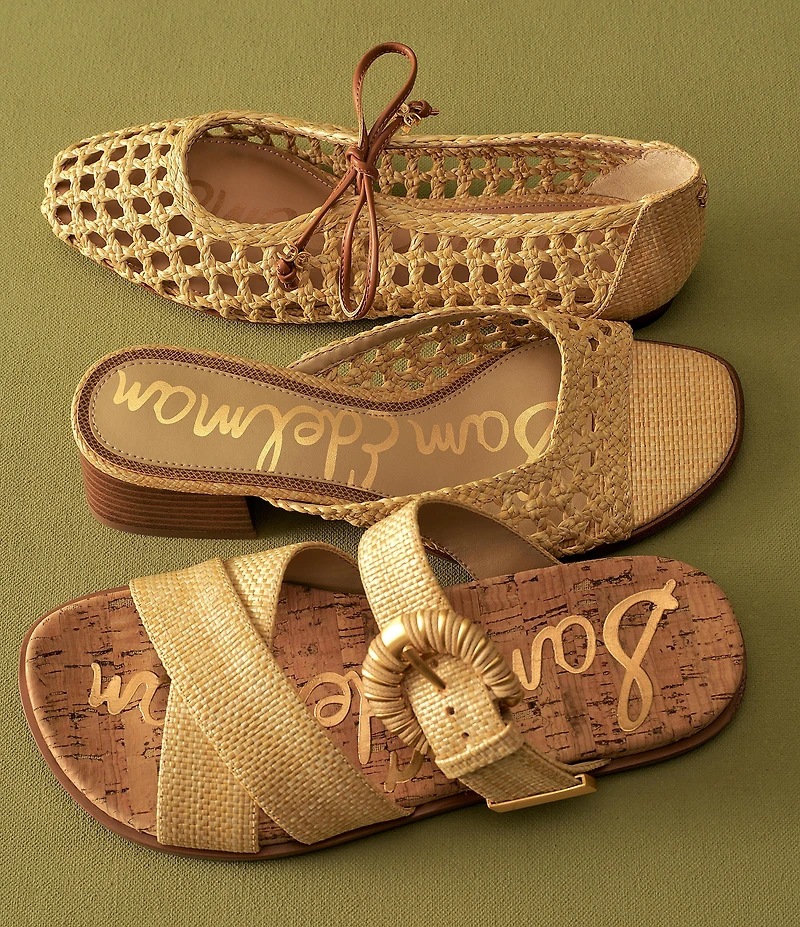 Sam Edelman Fynn Woven Raffia Slide Sandals