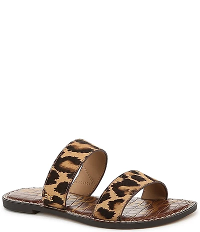 Sam Edelman Gala Leopard Print Calf Hair Double Banded Slide Sandals