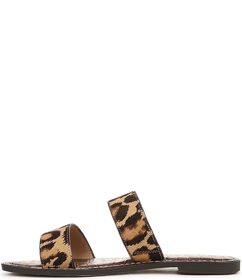 Sam Edelman Gala Leopard Print Calf Hair Double Banded Slide Sandals