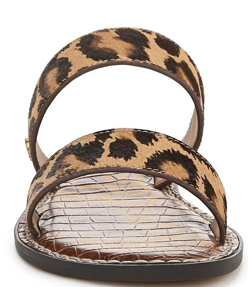 Sam Edelman Gala Leopard Print Calf Hair Double Banded Slide Sandals