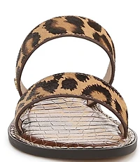 Sam Edelman Gala Leopard Print Calf Hair Double Banded Slide Sandals