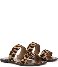 Sam Edelman Gala Leopard Print Calf Hair Double Banded Slide Sandals