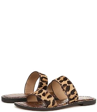 Sam Edelman Gala Leopard Print Calf Hair Double Banded Slide Sandals