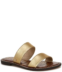 Sam Edelman Gala Metallic Snake Embossed Double Banded Slide Sandals