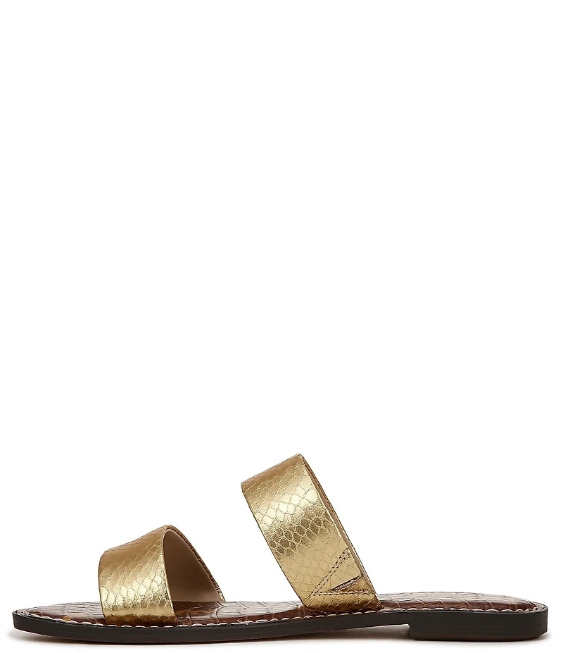 Sam Edelman Gala Metallic Snake Embossed Double Banded Slide Sandals