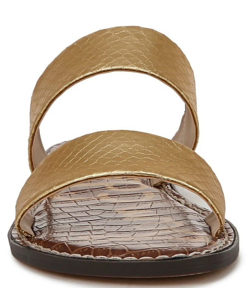 Sam Edelman Gala Metallic Snake Embossed Double Banded Slide Sandals