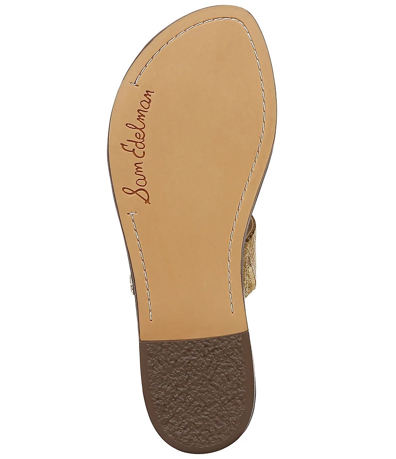 Sam Edelman Gala Metallic Snake Embossed Double Banded Slide Sandals