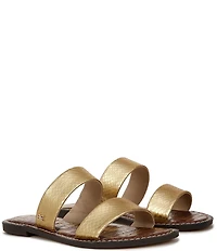 Sam Edelman Gala Metallic Snake Embossed Double Banded Slide Sandals