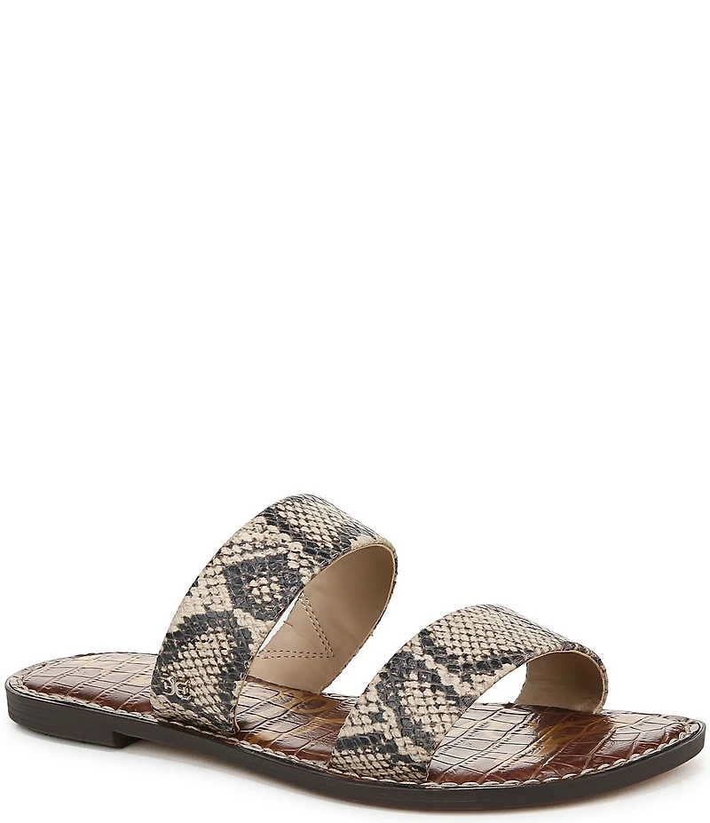Sam Edelman Gala Snake Print Leather Double Banded Slide Sandals