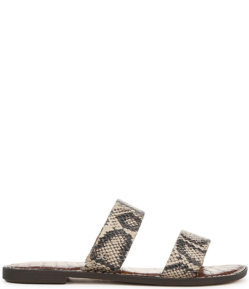 Sam Edelman Gala Snake Print Leather Double Banded Slide Sandals