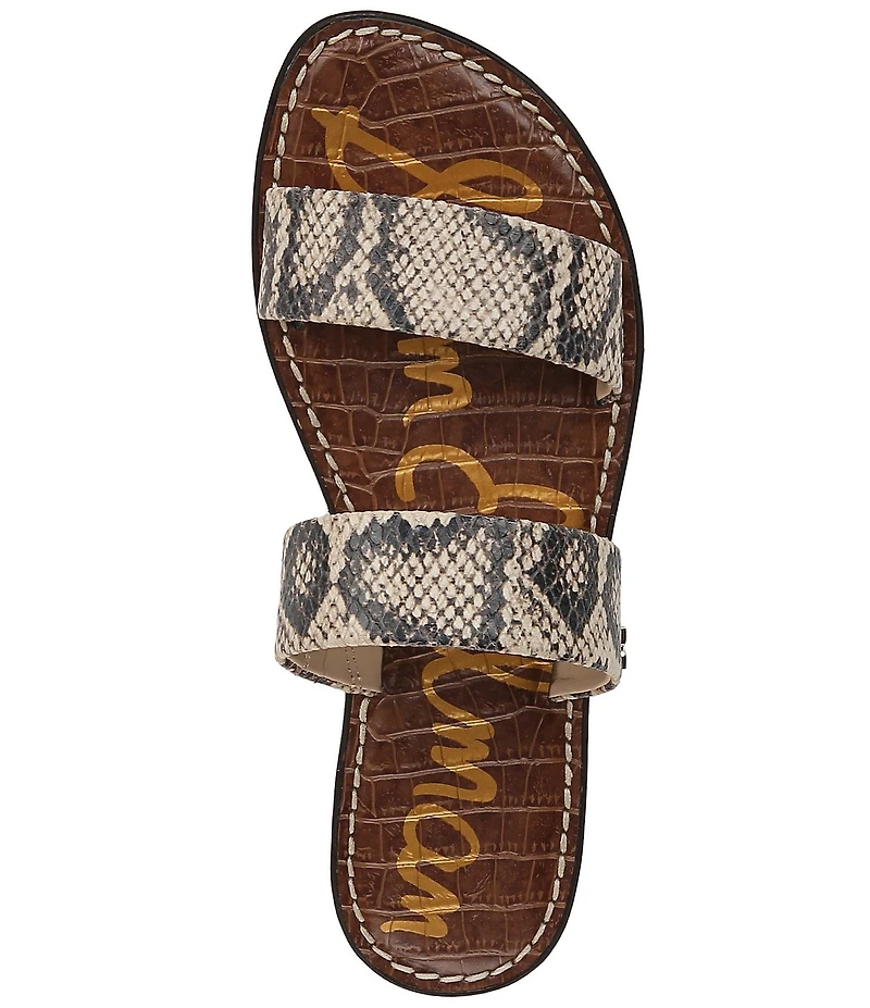 Sam Edelman Gala Snake Print Leather Double Banded Slide Sandals