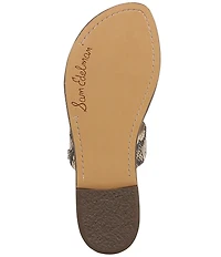 Sam Edelman Gala Snake Print Leather Double Banded Slide Sandals