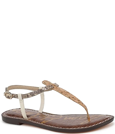 Sam Edelman Gigi Mixed Media T-Strap Flat Sandals