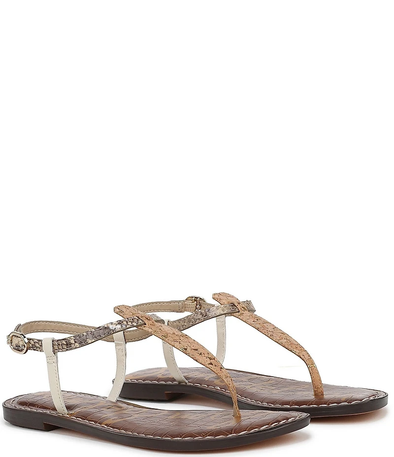 Sam Edelman Gigi Mixed Media T-Strap Flat Sandals