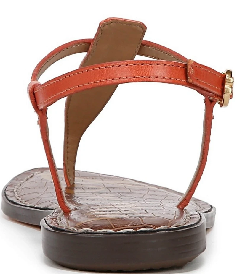 Sam Edelman Gigi Crocodile Leather T-Strap Flat Sandals