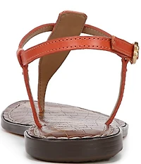 Sam Edelman Gigi Crocodile Leather T-Strap Flat Sandals