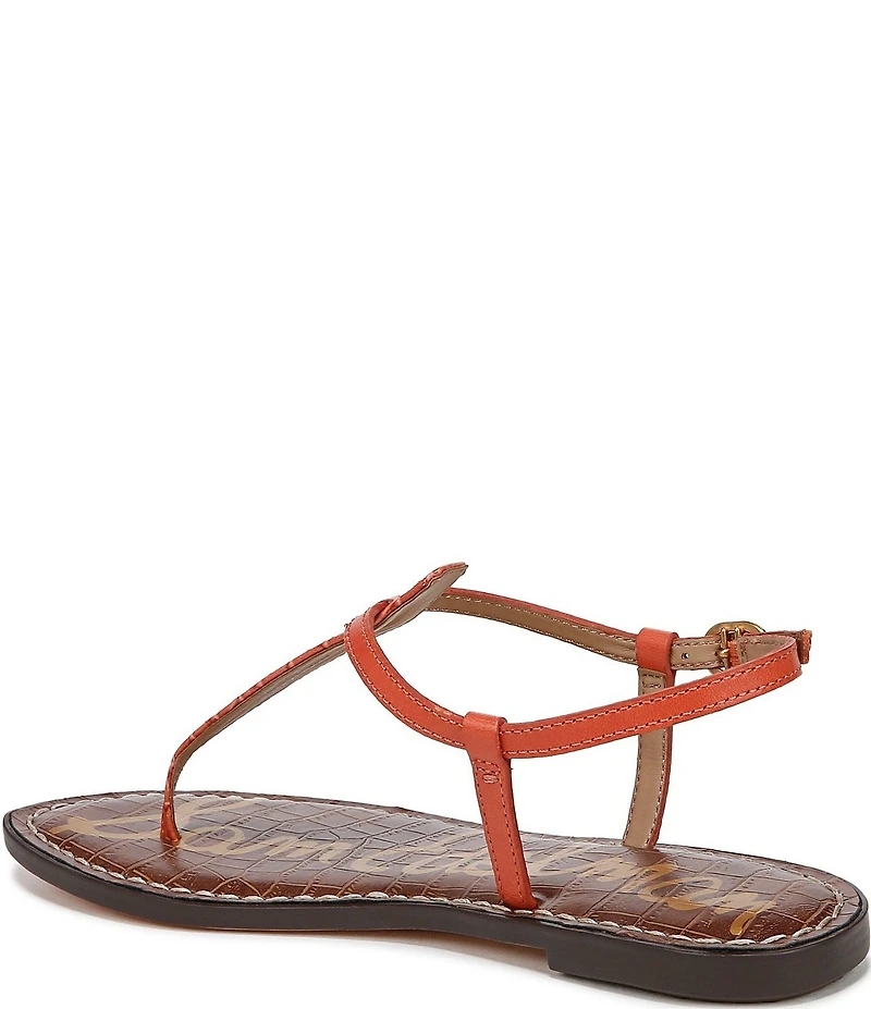 Sam Edelman Gigi Crocodile Leather T-Strap Flat Sandals