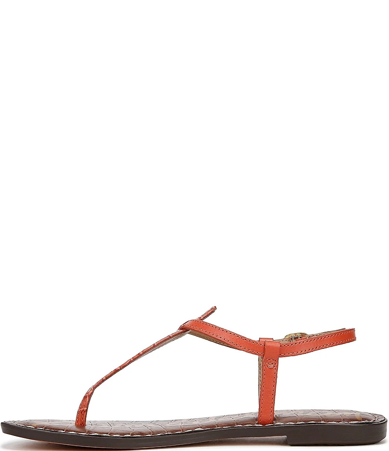Sam Edelman Gigi Crocodile Leather T-Strap Flat Sandals