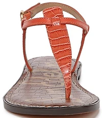 Sam Edelman Gigi Crocodile Leather T-Strap Flat Sandals