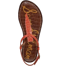 Sam Edelman Gigi Crocodile Leather T-Strap Flat Sandals