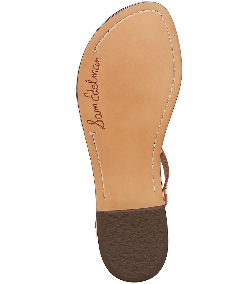 Sam Edelman Gigi Crocodile Leather T-Strap Flat Sandals