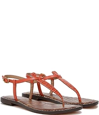 Sam Edelman Gigi Crocodile Leather T-Strap Flat Sandals
