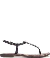 Sam Edelman Gigi Crocodile Leather T-Strap Flat Sandals