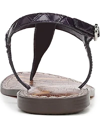 Sam Edelman Gigi Crocodile Leather T-Strap Flat Sandals