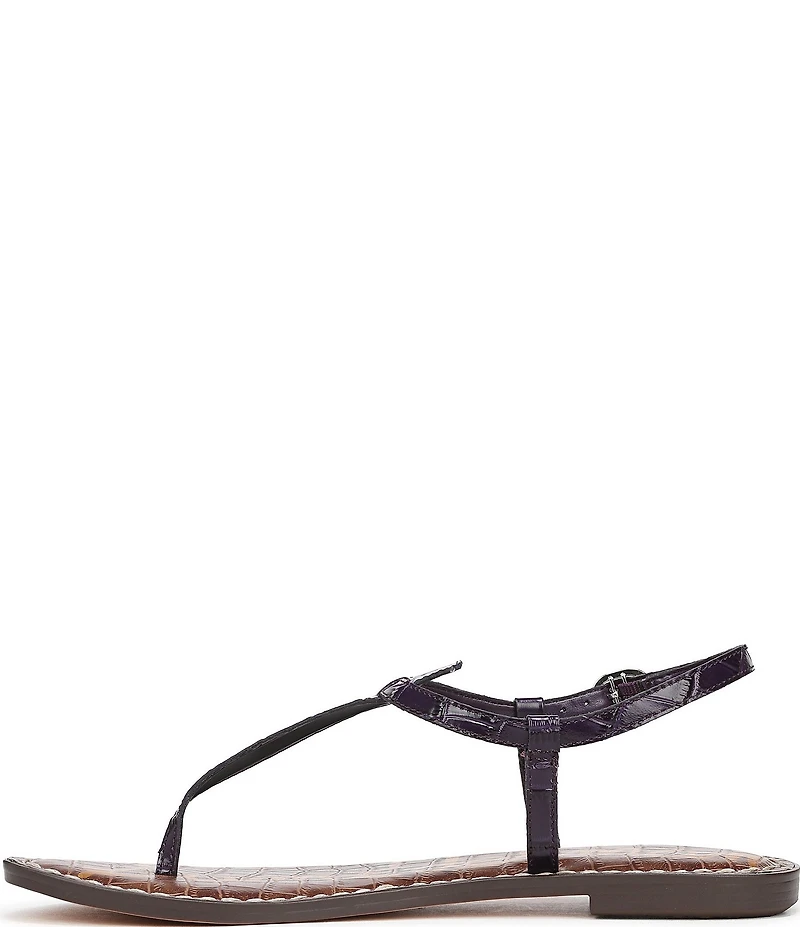 Sam Edelman Gigi Crocodile Leather T-Strap Flat Sandals