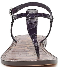 Sam Edelman Gigi Crocodile Leather T-Strap Flat Sandals