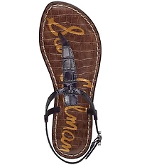 Sam Edelman Gigi Crocodile Leather T-Strap Flat Sandals