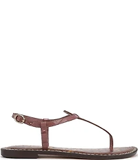 Sam Edelman Gigi Crocodile Leather T-Strap Flat Sandals