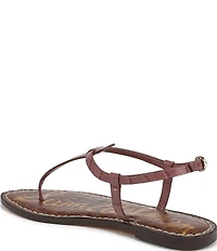 Sam Edelman Gigi Crocodile Leather T-Strap Flat Sandals