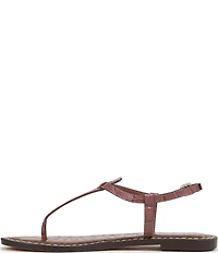 Sam Edelman Gigi Crocodile Leather T-Strap Flat Sandals