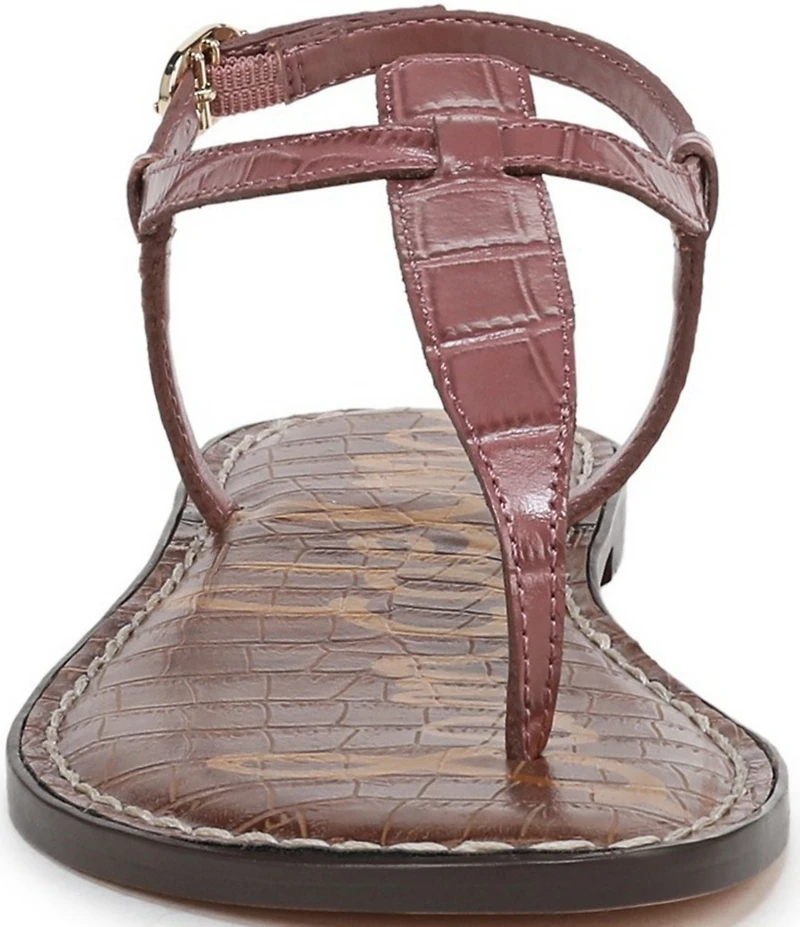 Sam Edelman Gigi Crocodile Leather T-Strap Flat Sandals