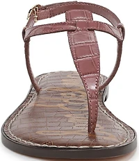 Sam Edelman Gigi Crocodile Leather T-Strap Flat Sandals