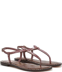Sam Edelman Gigi Crocodile Leather T-Strap Flat Sandals