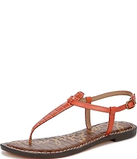 Sam Edelman Gigi Crocodile Leather T-Strap Flat Sandals