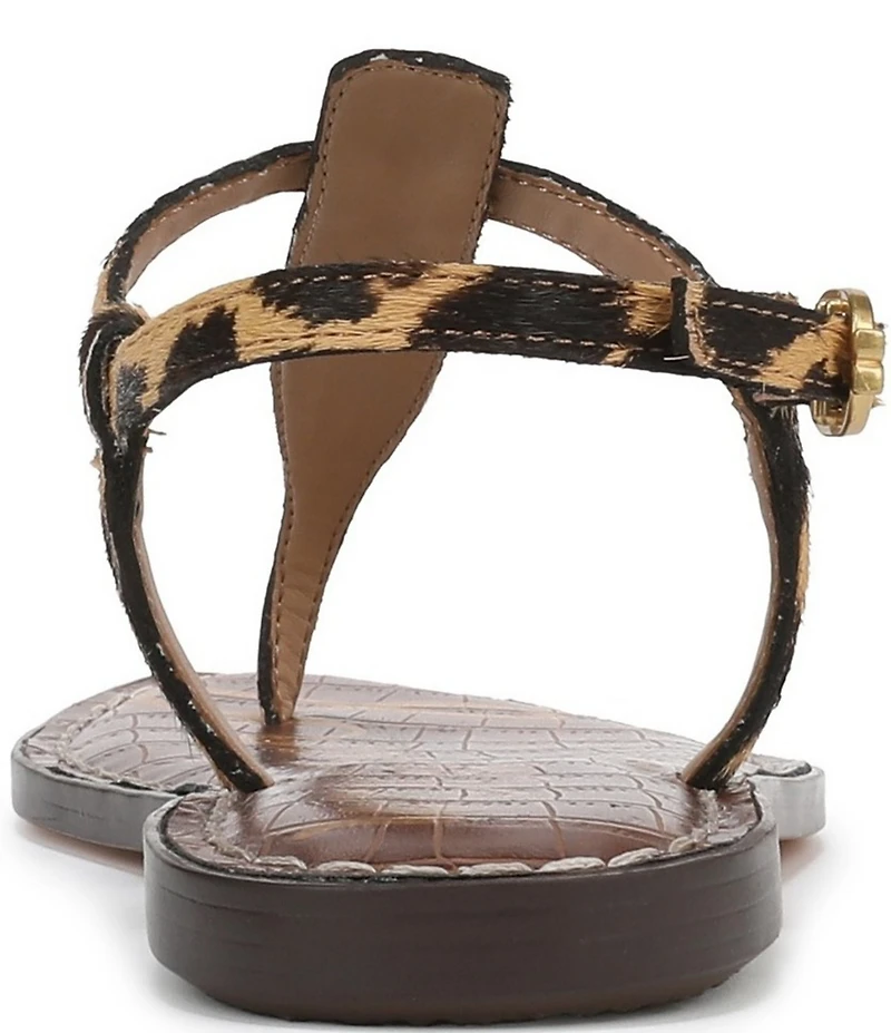 Sam Edelman Gigi Leopard Print Calf Hair T-Strap Flat Sandals