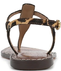 Sam Edelman Gigi Leopard Print Calf Hair T-Strap Flat Sandals
