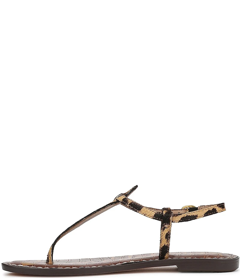 Sam Edelman Gigi Leopard Print Calf Hair T-Strap Flat Sandals