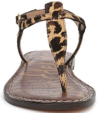 Sam Edelman Gigi Leopard Print Calf Hair T-Strap Flat Sandals