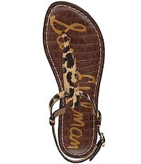 Sam Edelman Gigi Leopard Print Calf Hair T-Strap Flat Sandals