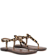 Sam Edelman Gigi Leopard Print Calf Hair T-Strap Flat Sandals