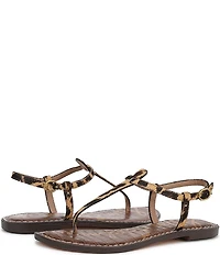Sam Edelman Gigi Leopard Print Calf Hair T-Strap Flat Sandals